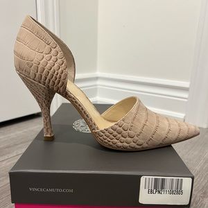 Vince Camuto Preestie genuine leather slip-on heels. Like new condition.